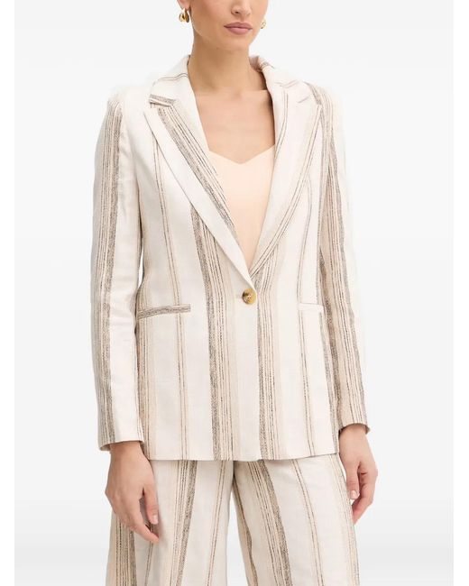 Fracomina Natural Striped Button Blazer