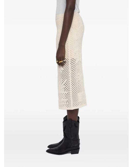 Zadig & Voltaire Natural Open-Knit Midi Skirt