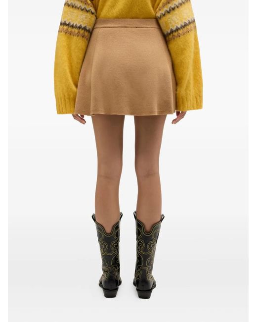 Ganni Natural Cashmere Wool Mini Skirt