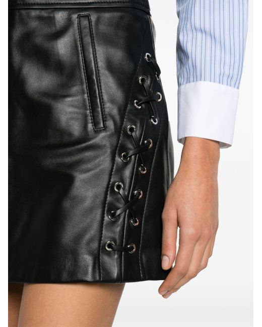 Lace-up leather miniskirt di Maje in Black