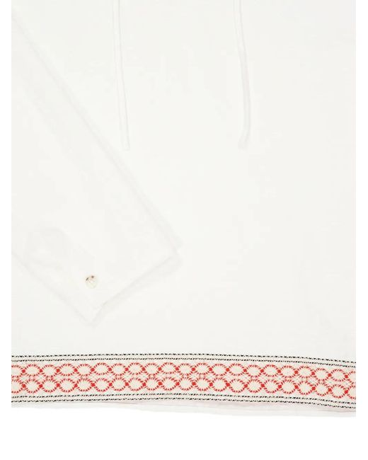 Commas White Crochet-Trim Tie Shirt for men
