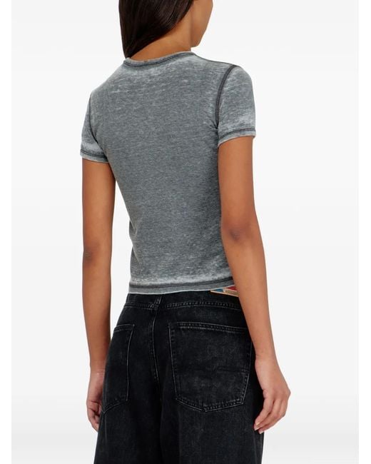 DIESEL Gray Cotton Blend T-Shirt