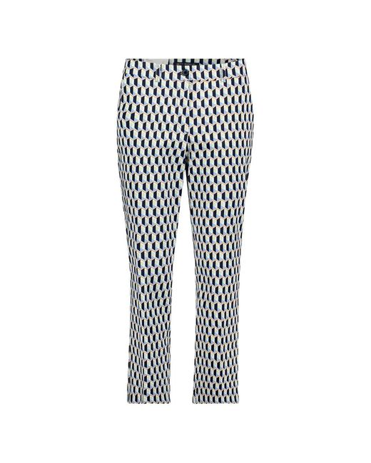 Betty Barclay Blue Geometric-Print Cropped Trousers