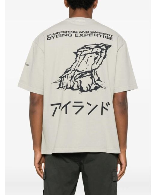 Stone Island White Graphic-Print T-Shirt for men