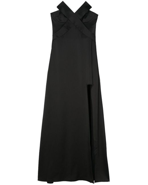 Genny Black X-embellished Long Dress