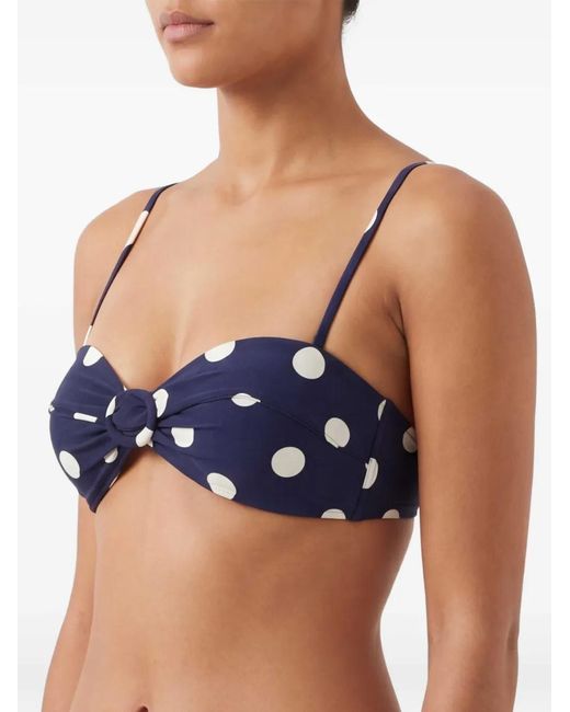 Cult Gaia Blue Polka-Dot Knot Bikini Top