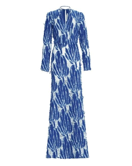 Robe Longue Imprimée À Franges Silvia Tcherassi en coloris Blue