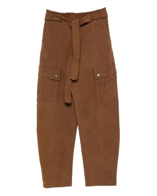 ANDAMANE Brown Belted Cargo Trousers