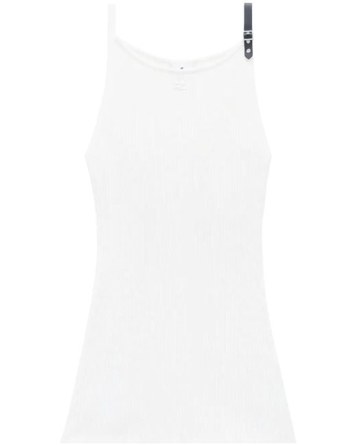 Courreges White Logo-Patch Ribbed-Knit Dress