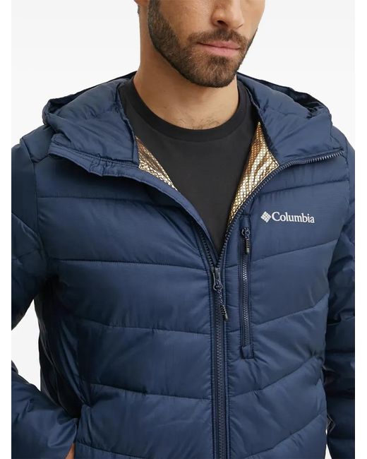 Columbia メンズ ブルー フーデッド キルティングジャケット 【公式通販】