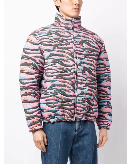 ERL Red Camouflage Jacquard Padded Jacket