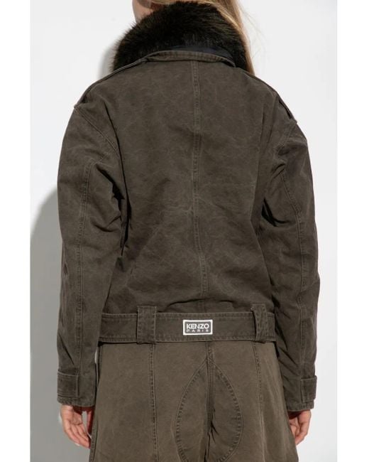 KENZO Gray Faux Fur Jacket