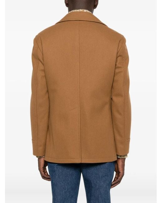 Tagliatore Brown Double-Breasted Coat for men