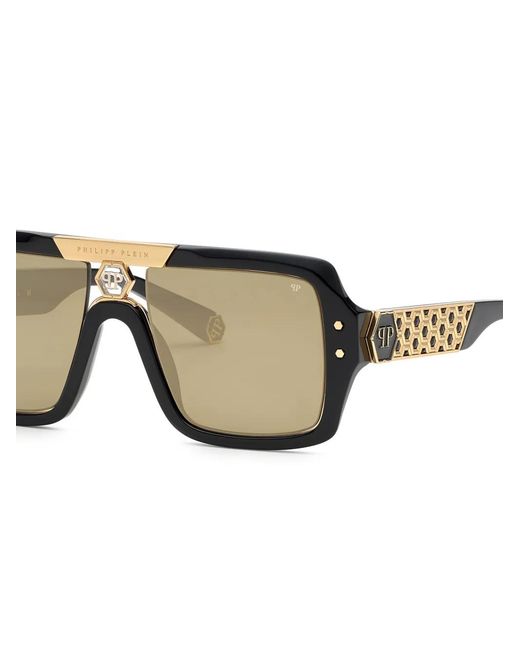Philipp Plein Black Logo-Plaque Square-Frame Sunglasses