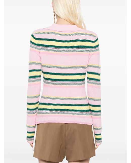 Monse Gray Striped-Jacquard Top