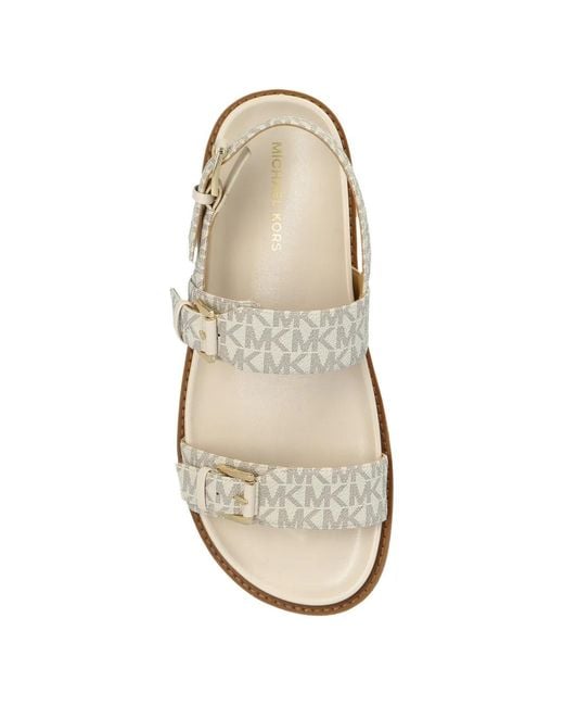 MICHAEL Michael Kors White Logo-Monogram Buckle-Strap Sandals