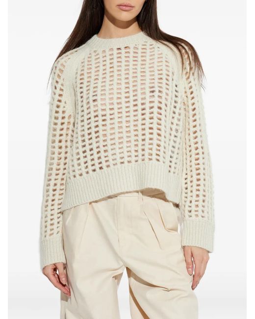 AllSaints White Suniva Open-Stitch Sweater