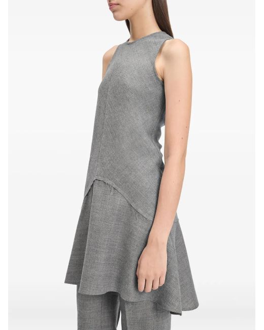 BITE STUDIOS Gray Sleeveless Asymmetrical Mini Dress