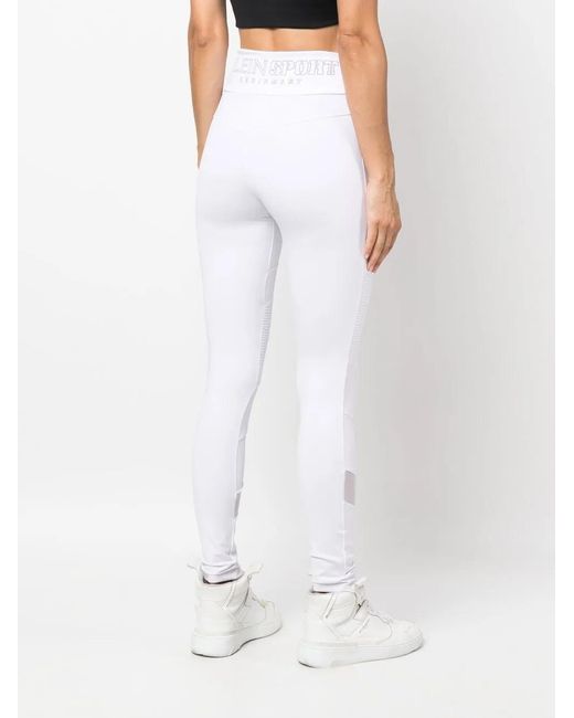Philipp Plein White Statement Cotton-Blend Leggings