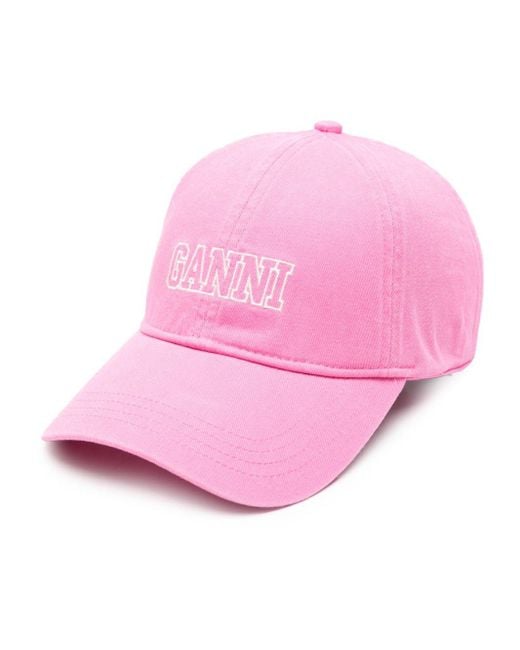 Gorra con logo bordado Ganni de color Pink