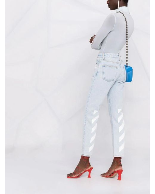 Off-White c/o Virgil Abloh Blue Diag Straight Leg Light Jeans