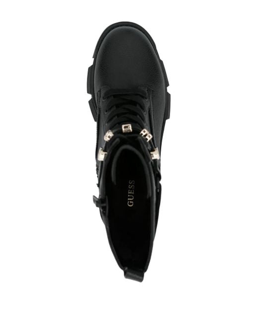 Guess Black Madox Logo-Plaque Boots
