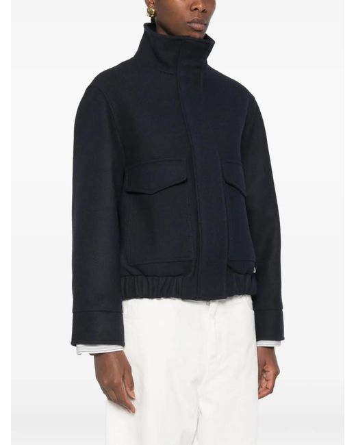 Ottod'Ame Black Elasticated-Hem High-Neck Jacket