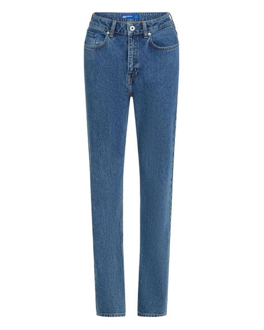 Karl Lagerfeld Blue Logo-Patch Straight Jeans