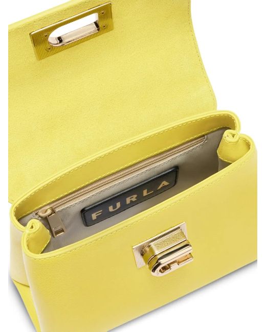 Furla Yellow Mini 1927 Arch Closure Leather Tote Bag