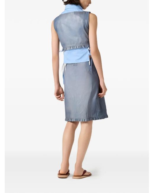 Miu Miu Blue Nappa-Leather Top