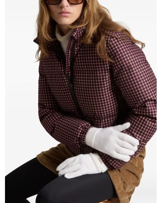 Woolrich White Ribbed-Cuff Cashmere Gloves