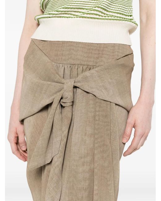 Ermanno Scervino Natural Knotted Draped Maxi Skirt
