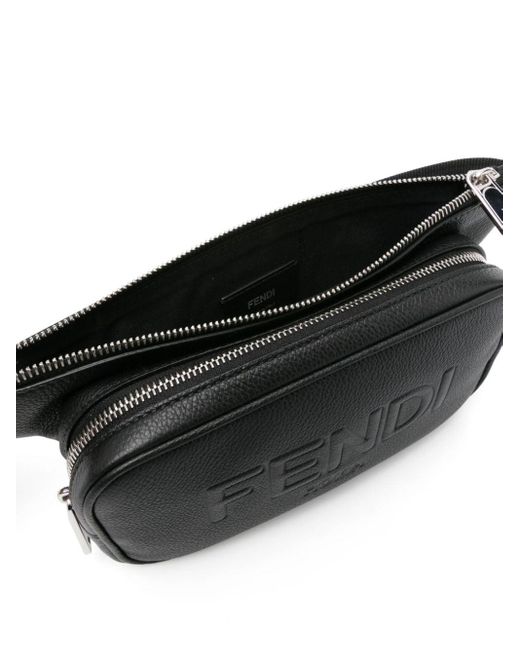 Fendi Black Logo-embossed Belt Bag for men