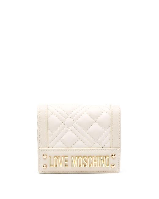 Love Moschino Logo-lettering Diamond-quilted Wallet in White | Lyst UK