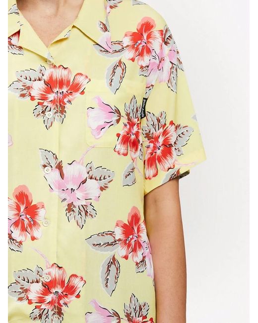 Palm Angels Multicolor Hibiscus-Print Short Sleeve Shirt
