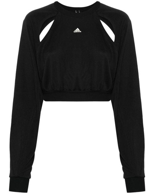 Sweat crop à découpe Adidas en coloris Black