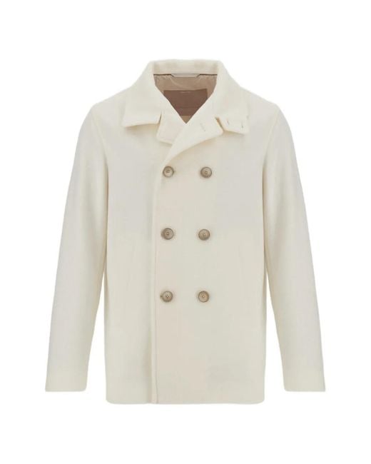 Herno White Resort Double-Breasted Peacoat for men