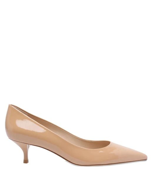 Stuart Weitzman Natural 50Mm Leather Heeled Pumps