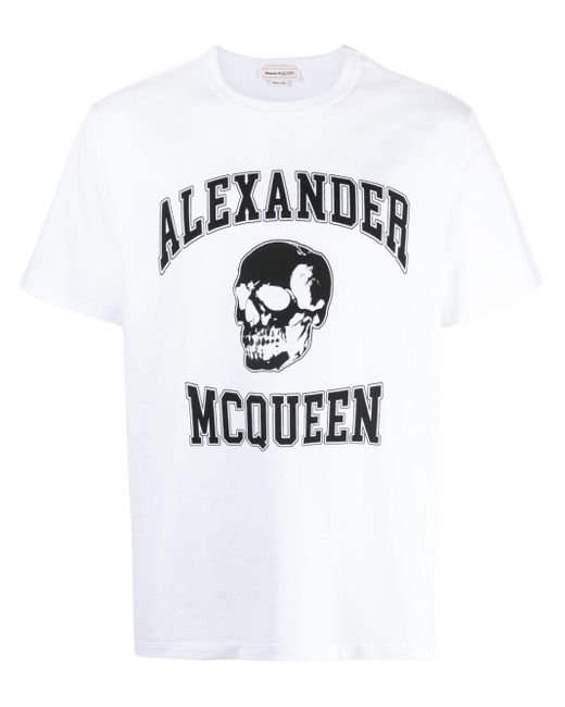 Alexander McQueen Katoenen T-shirt Met Logoprint in het Blue voor heren
