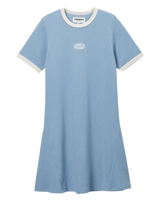 Chocoolate コントラスト Tシャツドレス Blue