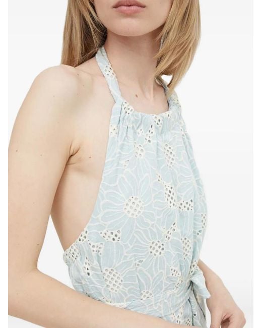 Bruuns Bazaar White Woodbine Bb Kaia Eyelet-Embroidered Halter-Neck Maxi Dress