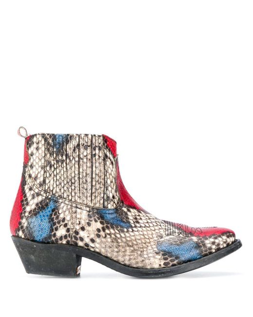 Golden Goose Leather Snake Print Boots 