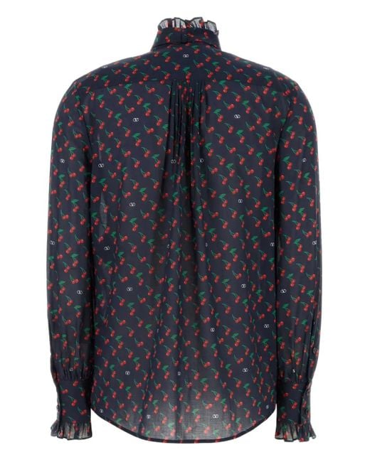 Valentino Garavani Blue Graphic-Print Cotton Shirt