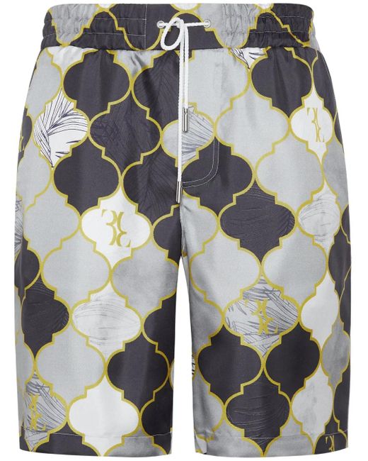 Billionaire Gray Patterned Silk Shorts for men