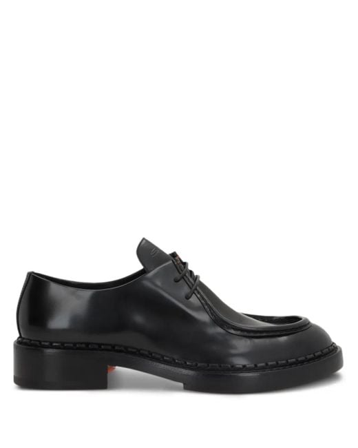 Santoni Black X 10 Corso Como Leather Lace-Up Shoes