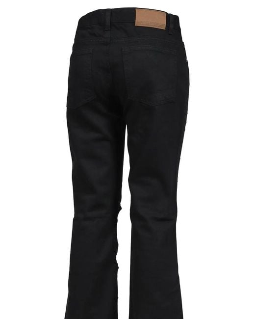 BOHEMSEO Black Distressed Semi-Bootcut Jeans