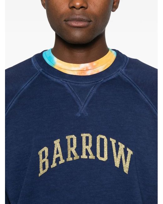 Barrow Blue Logo-Print Crew-Neck Sweatshirt for men