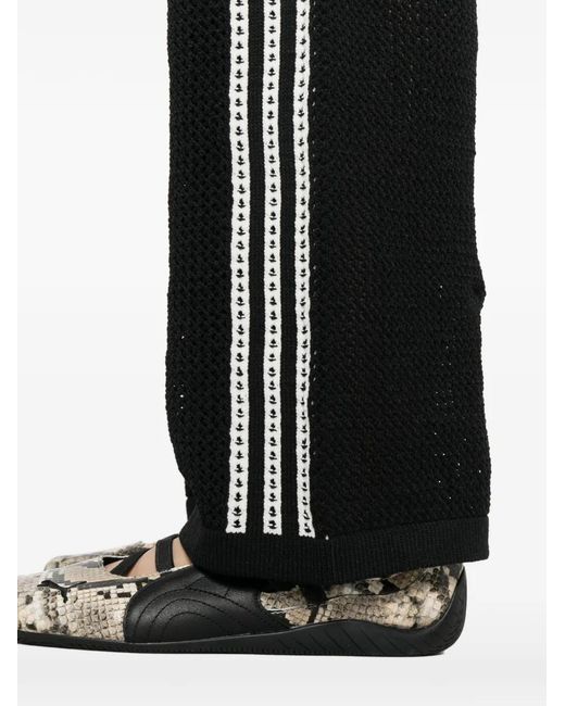 Adidas Black Three-Stripe Open-Knit Trousers
