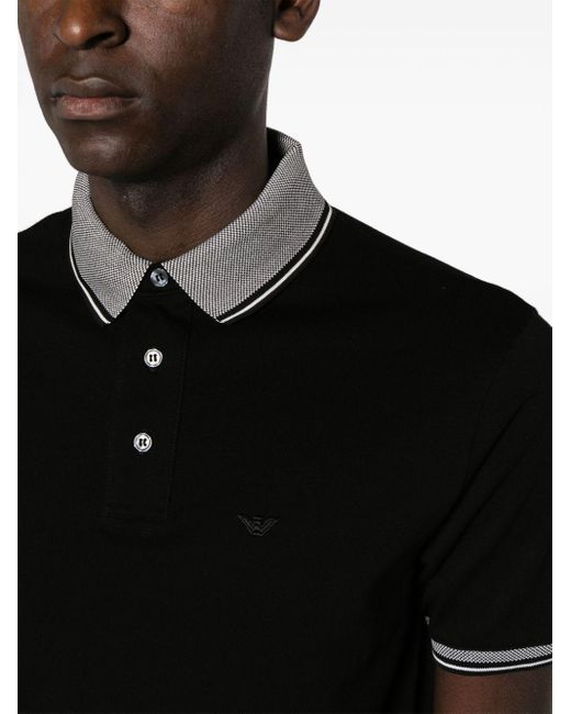 Emporio Armani Poloshirt Met Contrasterende Afwerking in het Black voor heren