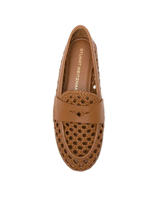 Stuart Weitzman Brown Spencer Woven Loafers
